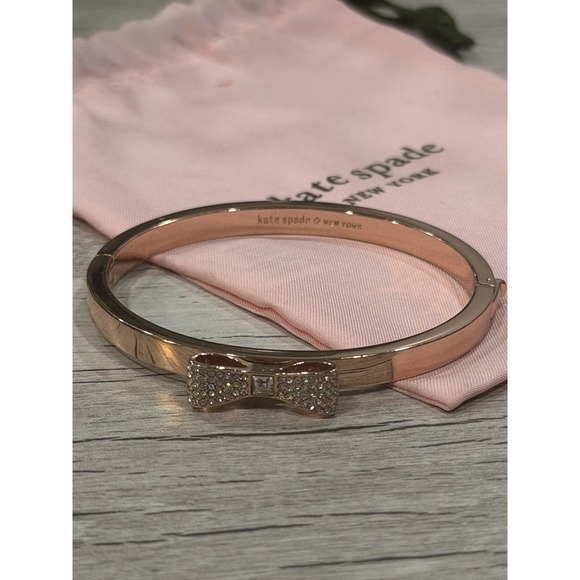 Kate Spade New York Ready Set Bow Bangle Bracelet Rose Gold - W/ Dustbag - Picture 4 of 10